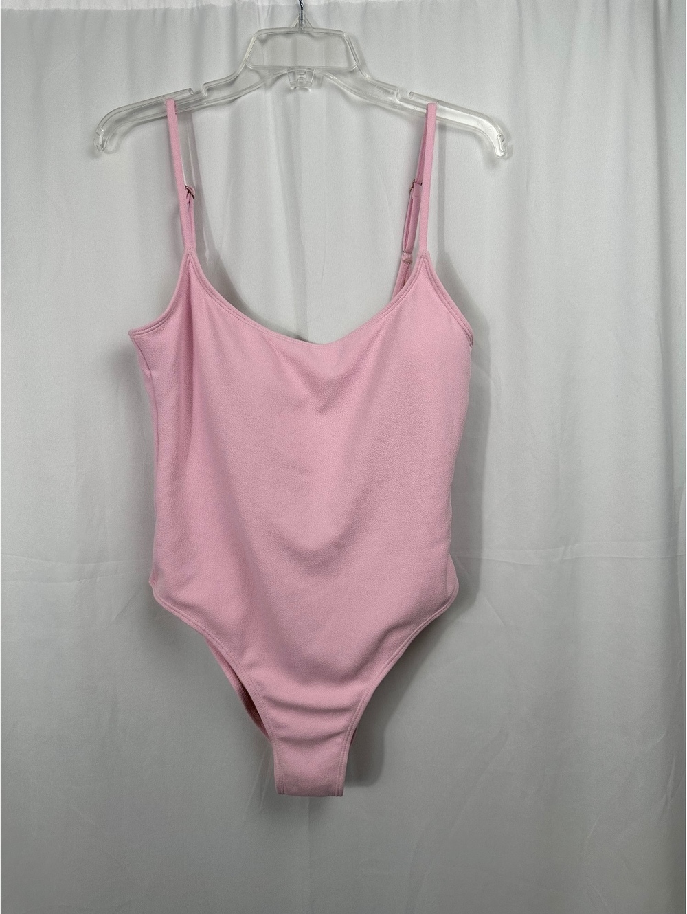 Cotton On Thin Strap Low Scoop One Piece Cheeky Swimsuit in Pink, Size L [COPY]